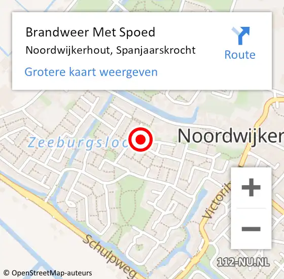 Locatie op kaart van de 112 melding: Brandweer Met Spoed Naar Noordwijkerhout, Spanjaarskrocht op 13 oktober 2024 19:40