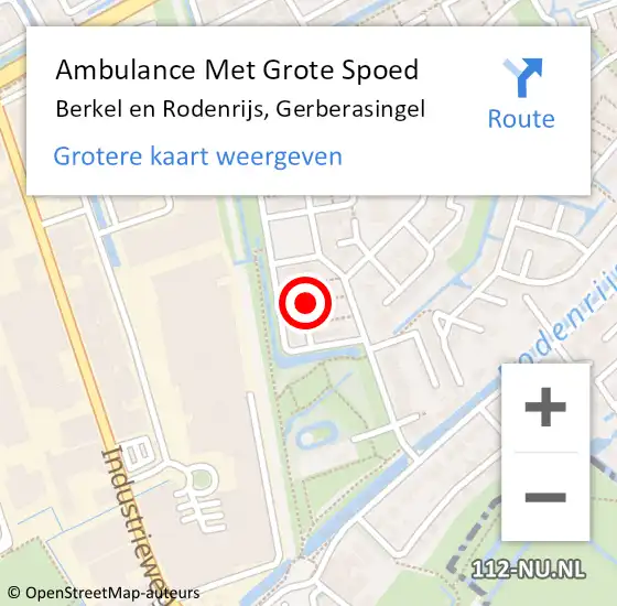 Locatie op kaart van de 112 melding: Ambulance Met Grote Spoed Naar Berkel en Rodenrijs, Gerberasingel op 13 oktober 2024 19:50