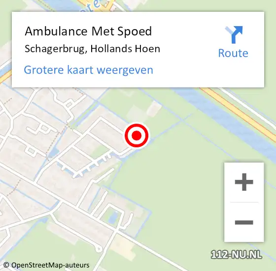 Locatie op kaart van de 112 melding: Ambulance Met Spoed Naar Schagerbrug, Hollands Hoen op 13 oktober 2024 19:57