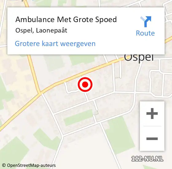 Locatie op kaart van de 112 melding: Ambulance Met Grote Spoed Naar Ospel, Laonepaât op 13 oktober 2024 20:12