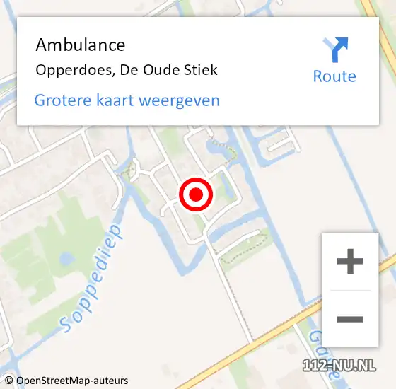 Locatie op kaart van de 112 melding: Ambulance Opperdoes, De Oude Stiek op 13 oktober 2024 20:26