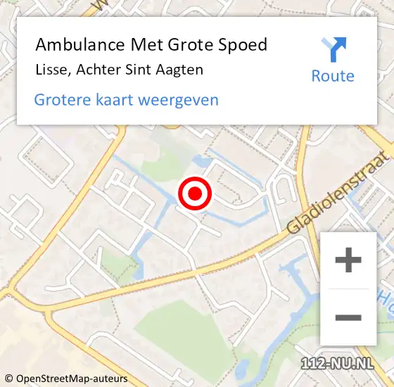 Locatie op kaart van de 112 melding: Ambulance Met Grote Spoed Naar Lisse, Achter Sint Aagten op 13 oktober 2024 20:30