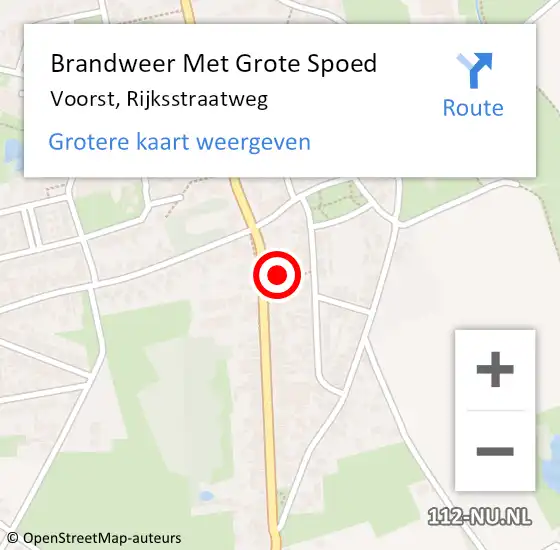 Locatie op kaart van de 112 melding: Brandweer Met Grote Spoed Naar Voorst, Rijksstraatweg op 13 oktober 2024 20:47