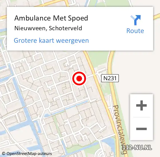 Locatie op kaart van de 112 melding: Ambulance Met Spoed Naar Nieuwveen, Schoterveld op 13 oktober 2024 20:58