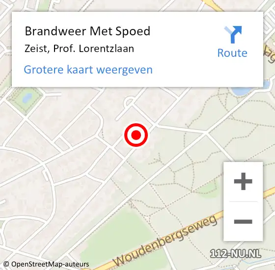 Locatie op kaart van de 112 melding: Brandweer Met Spoed Naar Zeist, Prof. Lorentzlaan op 13 oktober 2024 21:15