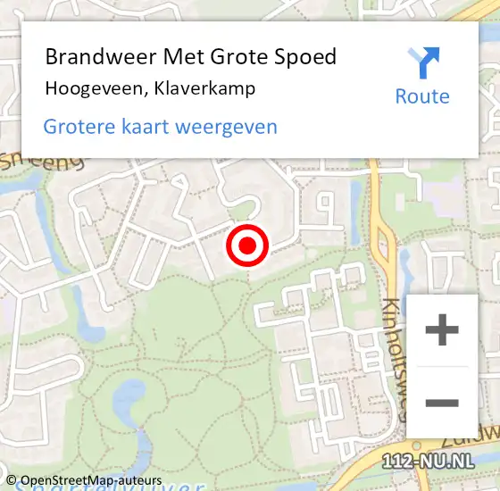 Locatie op kaart van de 112 melding: Brandweer Met Grote Spoed Naar Hoogeveen, Klaverkamp op 23 oktober 2014 11:11