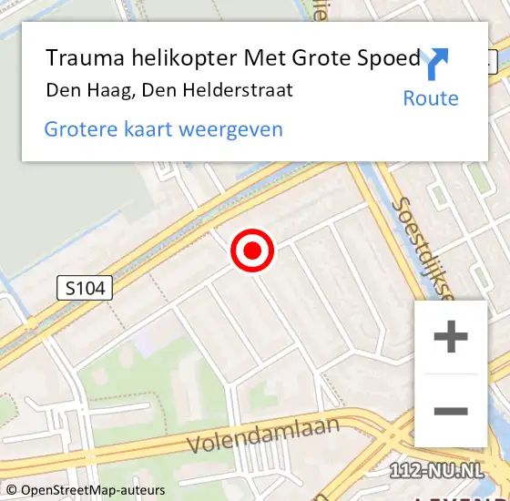 Locatie op kaart van de 112 melding: Trauma helikopter Met Grote Spoed Naar Den Haag, Den Helderstraat op 13 oktober 2024 21:19