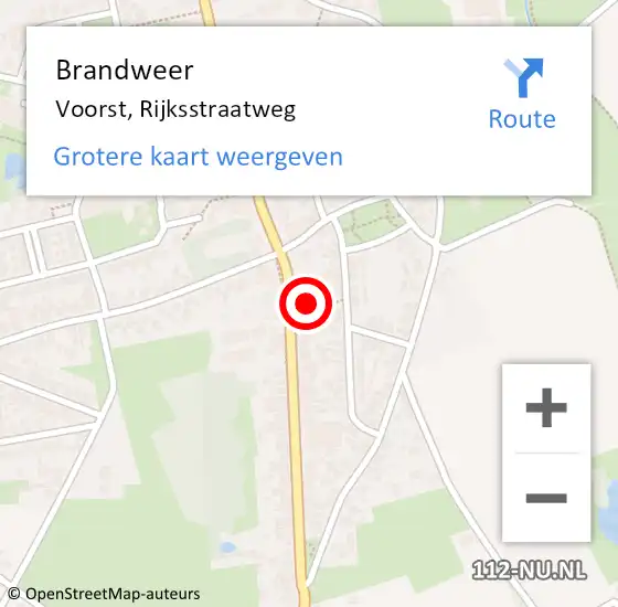 Locatie op kaart van de 112 melding: Brandweer Voorst, Rijksstraatweg op 13 oktober 2024 21:41