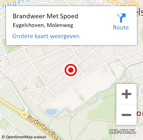 Locatie op kaart van de 112 melding: Brandweer Met Spoed Naar Eygelshoven, Molenweg op 13 oktober 2024 21:53