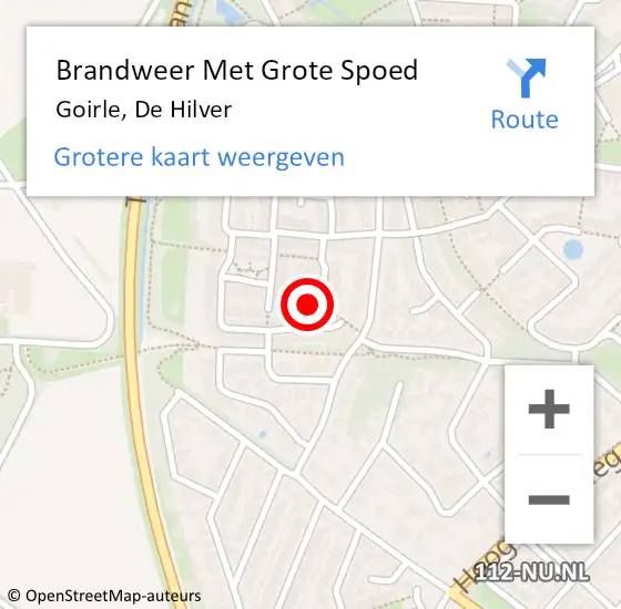 Locatie op kaart van de 112 melding: Brandweer Met Grote Spoed Naar Goirle, De Hilver op 13 oktober 2024 22:14