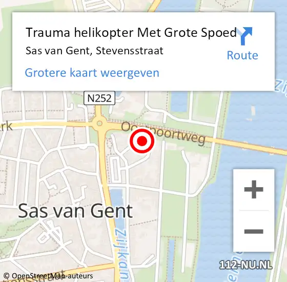 Locatie op kaart van de 112 melding: Trauma helikopter Met Grote Spoed Naar Sas van Gent, Stevensstraat op 13 oktober 2024 22:24