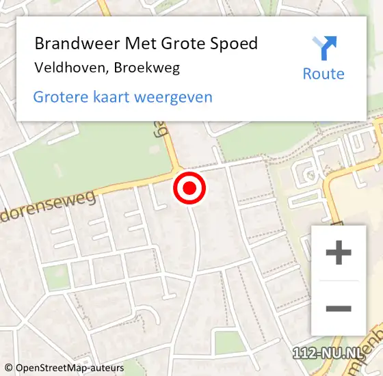 Locatie op kaart van de 112 melding: Brandweer Met Grote Spoed Naar Veldhoven, Broekweg op 13 oktober 2024 22:40