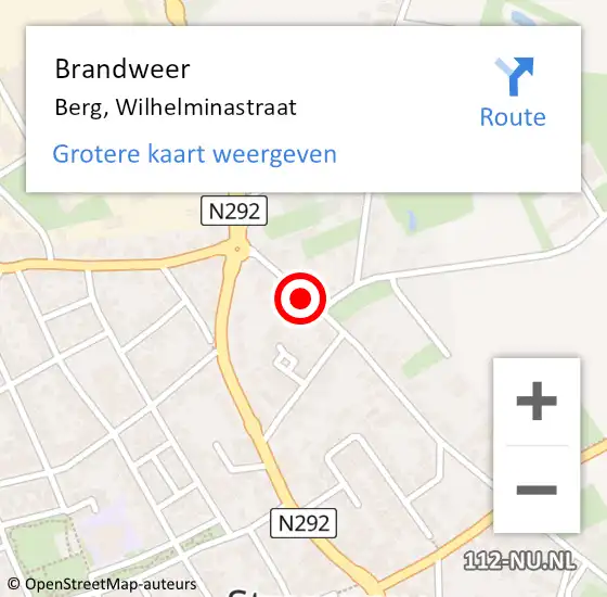 Locatie op kaart van de 112 melding: Brandweer Berg, Wilhelminastraat op 18 oktober 2013 14:04