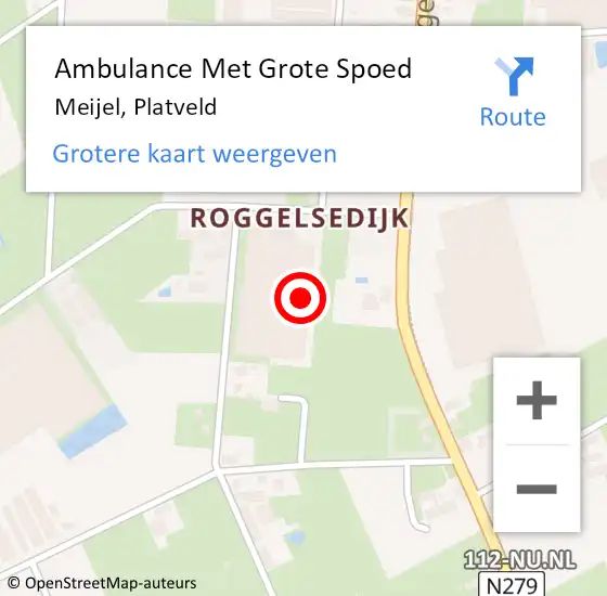 Locatie op kaart van de 112 melding: Ambulance Met Grote Spoed Naar Meijel, Platveld op 23 oktober 2014 11:17