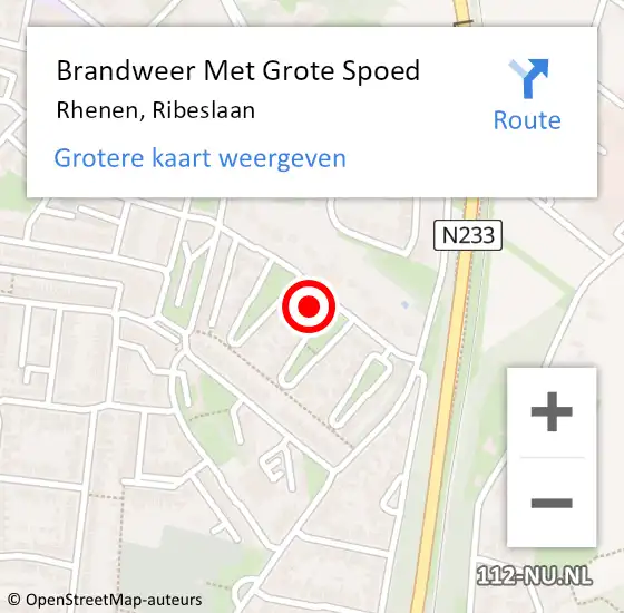 Locatie op kaart van de 112 melding: Brandweer Met Grote Spoed Naar Rhenen, Ribeslaan op 13 oktober 2024 23:17