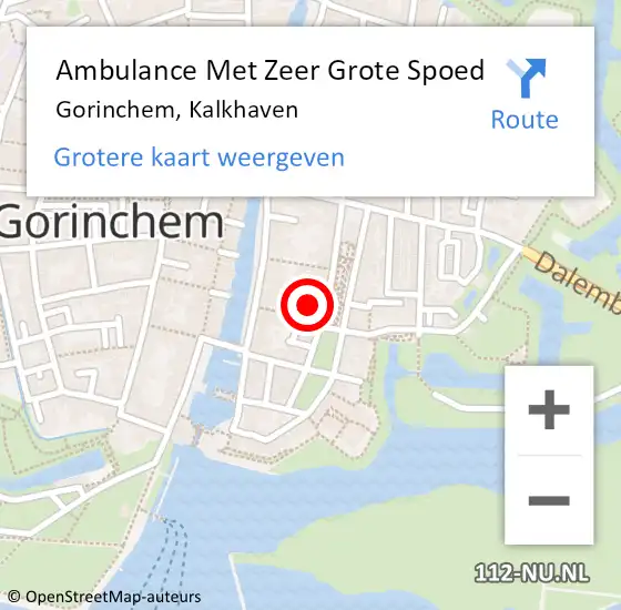 Locatie op kaart van de 112 melding: Ambulance Met Zeer Grote Spoed Naar Gorinchem, Kalkhaven op 13 oktober 2024 23:19