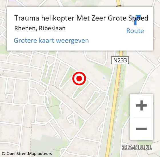 Locatie op kaart van de 112 melding: Trauma helikopter Met Zeer Grote Spoed Naar Rhenen, Ribeslaan op 13 oktober 2024 23:22