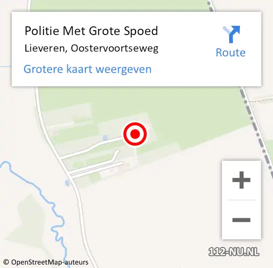 Locatie op kaart van de 112 melding: Politie Met Grote Spoed Naar Lieveren, Oostervoortseweg op 13 oktober 2024 23:39