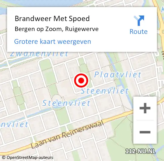 Locatie op kaart van de 112 melding: Brandweer Met Spoed Naar Bergen op Zoom, Ruigewerve op 13 oktober 2024 23:49