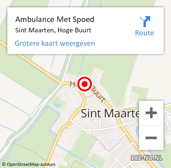 Locatie op kaart van de 112 melding: Ambulance Met Spoed Naar Sint Maarten, Hoge Buurt op 13 oktober 2024 23:53