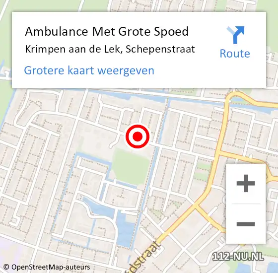 Locatie op kaart van de 112 melding: Ambulance Met Grote Spoed Naar Krimpen aan de Lek, Schepenstraat op 13 oktober 2024 23:57