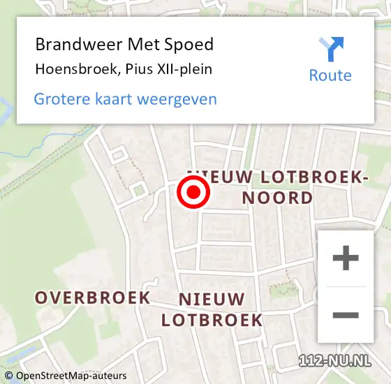 Locatie op kaart van de 112 melding: Brandweer Met Spoed Naar Hoensbroek, Pius XII-plein op 14 oktober 2024 00:07