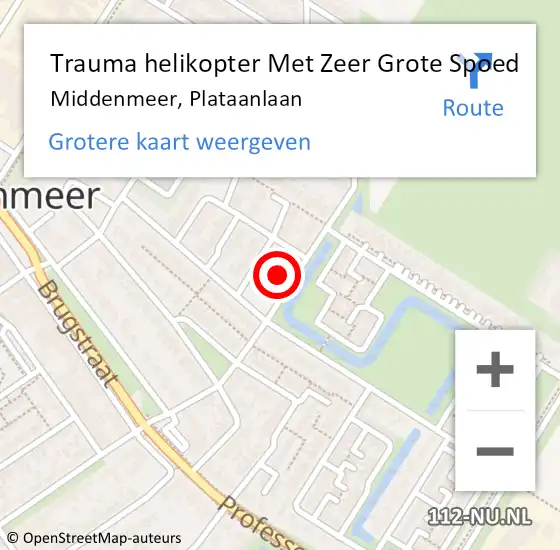 Locatie op kaart van de 112 melding: Trauma helikopter Met Zeer Grote Spoed Naar Middenmeer, Plataanlaan op 14 oktober 2024 00:35