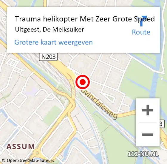 Locatie op kaart van de 112 melding: Trauma helikopter Met Zeer Grote Spoed Naar Uitgeest, De Melksuiker op 14 oktober 2024 00:37