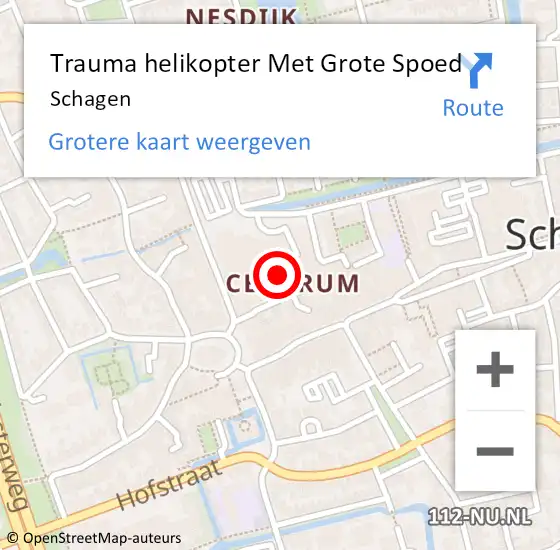 Locatie op kaart van de 112 melding: Trauma helikopter Met Grote Spoed Naar Schagen op 14 oktober 2024 01:21