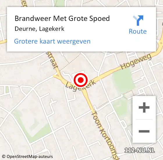 Locatie op kaart van de 112 melding: Brandweer Met Grote Spoed Naar Deurne, Lagekerk op 14 oktober 2024 02:10