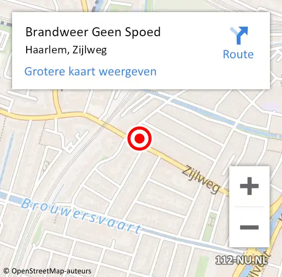 Locatie op kaart van de 112 melding: Brandweer Geen Spoed Naar Haarlem, Zijlweg op 14 oktober 2024 02:15