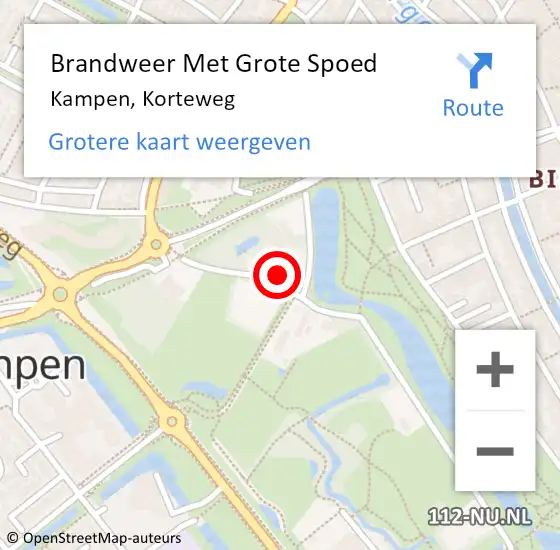 Locatie op kaart van de 112 melding: Brandweer Met Grote Spoed Naar Kampen, Korteweg op 14 oktober 2024 02:41