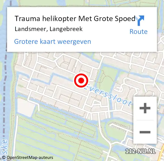 Locatie op kaart van de 112 melding: Trauma helikopter Met Grote Spoed Naar Landsmeer, Langebreek op 14 oktober 2024 02:42