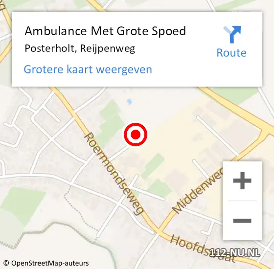 Locatie op kaart van de 112 melding: Ambulance Met Grote Spoed Naar Posterholt, Reijpenweg op 14 oktober 2024 03:17