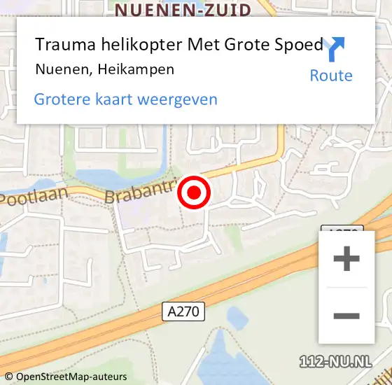 Locatie op kaart van de 112 melding: Trauma helikopter Met Grote Spoed Naar Nuenen, Heikampen op 14 oktober 2024 03:50