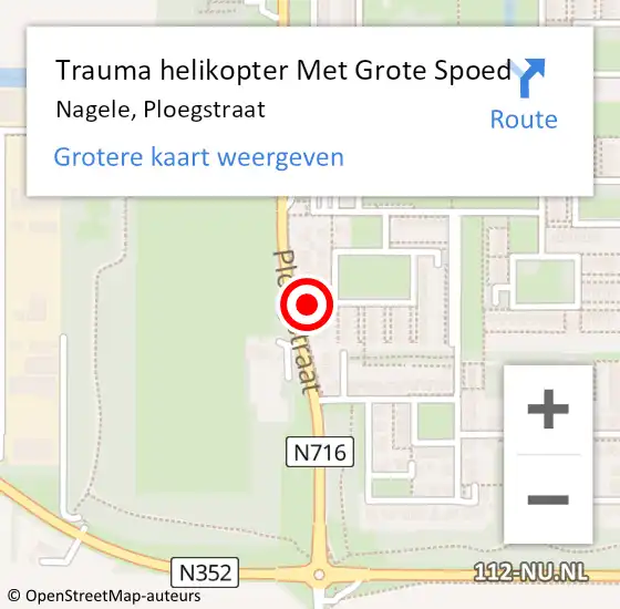 Locatie op kaart van de 112 melding: Trauma helikopter Met Grote Spoed Naar Nagele, Ploegstraat op 14 oktober 2024 04:41