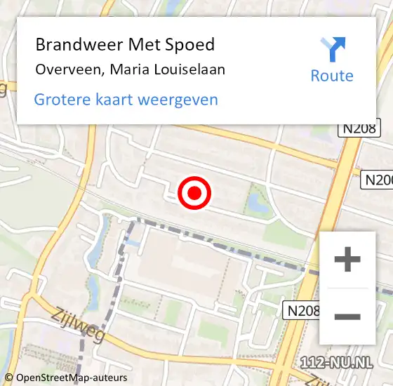 Locatie op kaart van de 112 melding: Brandweer Met Spoed Naar Overveen, Maria Louiselaan op 14 oktober 2024 06:18