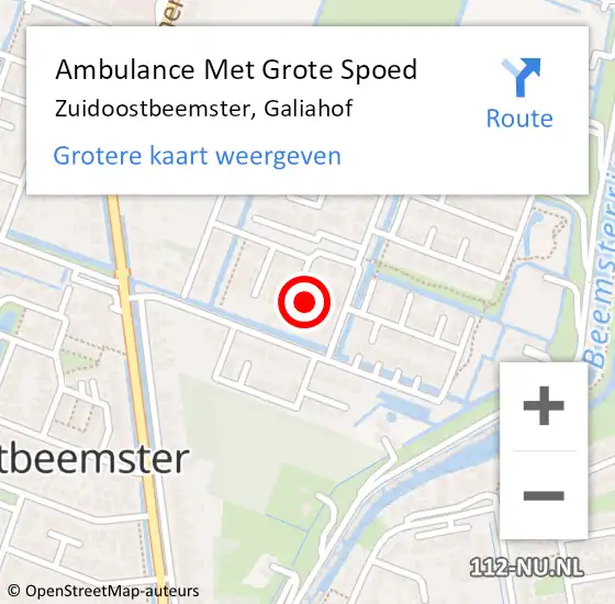 Locatie op kaart van de 112 melding: Ambulance Met Grote Spoed Naar Zuidoostbeemster, Galiahof op 14 oktober 2024 06:43