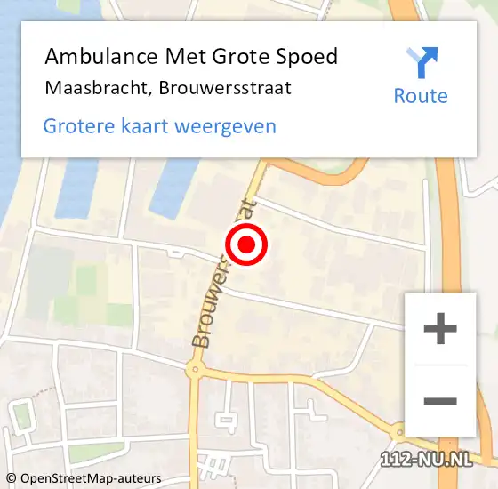 Locatie op kaart van de 112 melding: Ambulance Met Grote Spoed Naar Maasbracht, Brouwersstraat op 14 oktober 2024 07:07