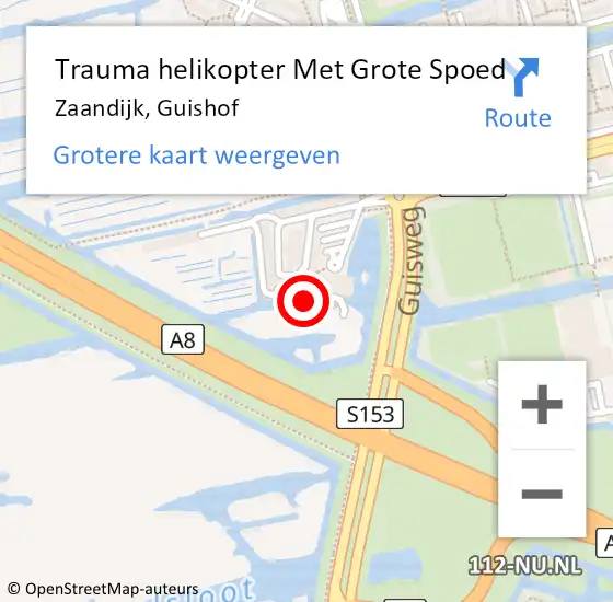 Locatie op kaart van de 112 melding: Trauma helikopter Met Grote Spoed Naar Zaandijk, Guishof op 14 oktober 2024 07:28