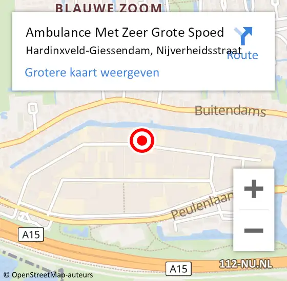 Locatie op kaart van de 112 melding: Ambulance Met Zeer Grote Spoed Naar Hardinxveld-Giessendam, Nijverheidsstraat op 14 oktober 2024 07:38