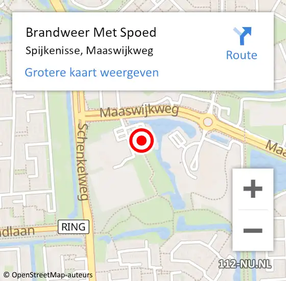 Locatie op kaart van de 112 melding: Brandweer Met Spoed Naar Spijkenisse, Maaswijkweg op 14 oktober 2024 07:48