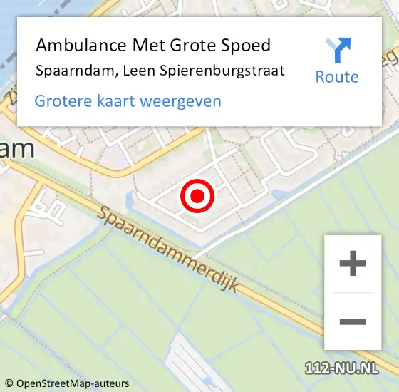 Locatie op kaart van de 112 melding: Ambulance Met Grote Spoed Naar Spaarndam, Leen Spierenburgstraat op 14 oktober 2024 08:08