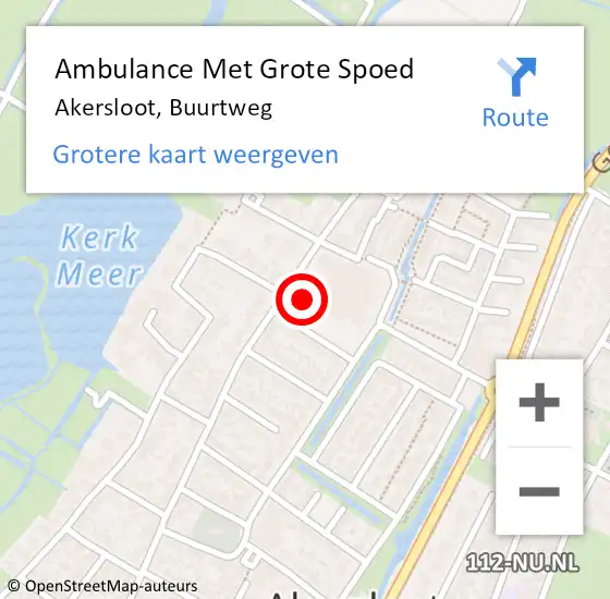 Locatie op kaart van de 112 melding: Ambulance Met Grote Spoed Naar Akersloot, Buurtweg op 14 oktober 2024 08:28