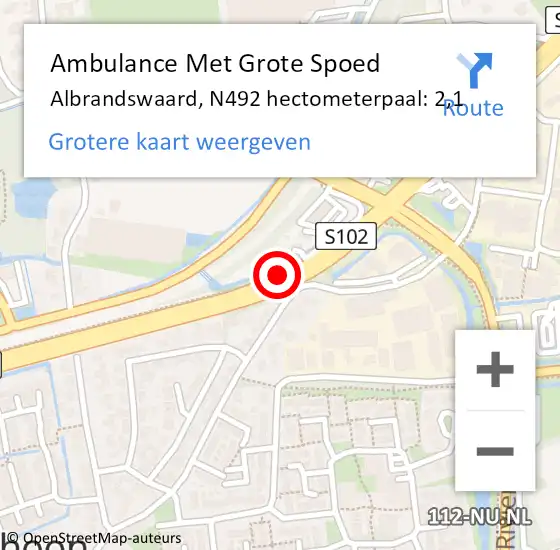 Locatie op kaart van de 112 melding: Ambulance Met Grote Spoed Naar Albrandswaard, N492 hectometerpaal: 2,1 op 14 oktober 2024 08:33