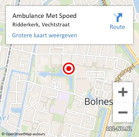 Locatie op kaart van de 112 melding: Ambulance Met Spoed Naar Ridderkerk, Vechtstraat op 14 oktober 2024 08:39