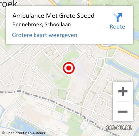 Locatie op kaart van de 112 melding: Ambulance Met Grote Spoed Naar Bennebroek, Schoollaan op 14 oktober 2024 08:40