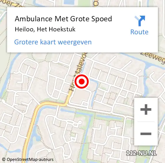 Locatie op kaart van de 112 melding: Ambulance Met Grote Spoed Naar Heiloo, Het Hoekstuk op 14 oktober 2024 08:58