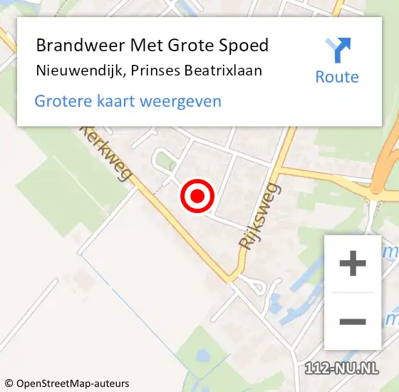 Locatie op kaart van de 112 melding: Brandweer Met Grote Spoed Naar Nieuwendijk, Prinses Beatrixlaan op 14 oktober 2024 09:01