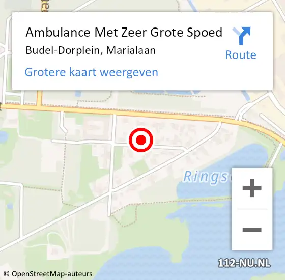 Locatie op kaart van de 112 melding: Ambulance Met Zeer Grote Spoed Naar Budel-Dorplein, Marialaan op 14 oktober 2024 09:29